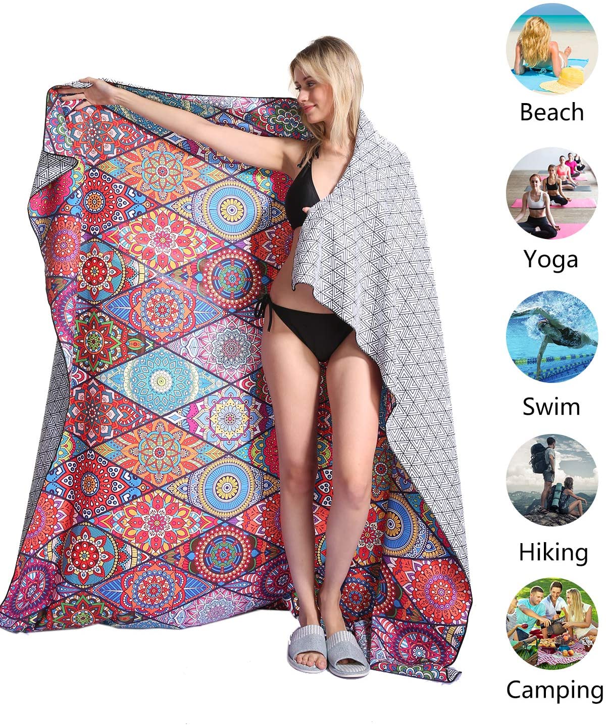 Genovega Mandala Microfiber Beach Towel Blanket